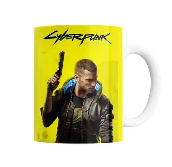 Taza de Cerámica Cyberpunk 2077 V con pistola