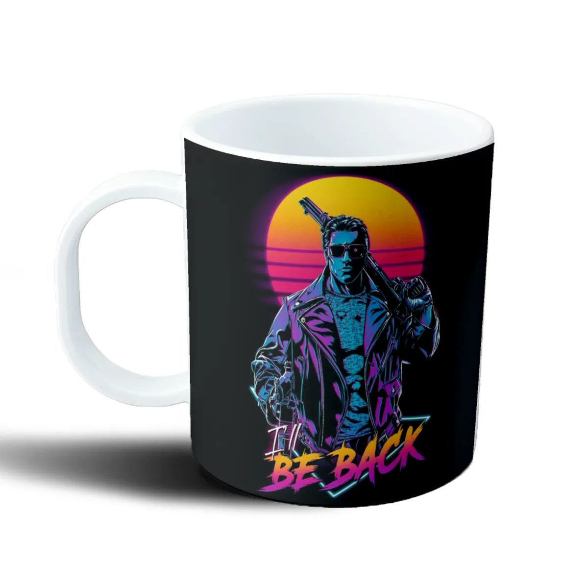 Taza de Plástico Terminator Estilo Synthwave I'll Be Back - vista 2