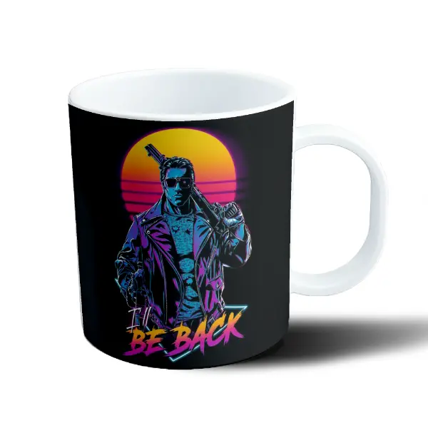 Taza de Plástico Terminator Estilo Synthwave I'll Be Back