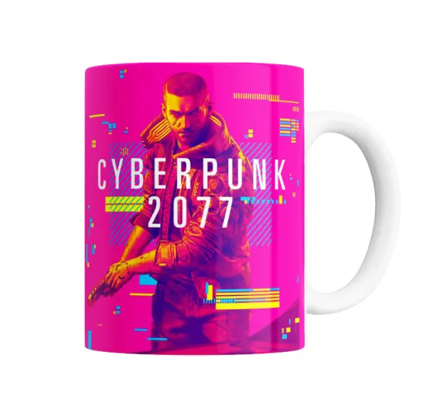 Taza de Cerámica Cyberpunk 2077 V con Pistola