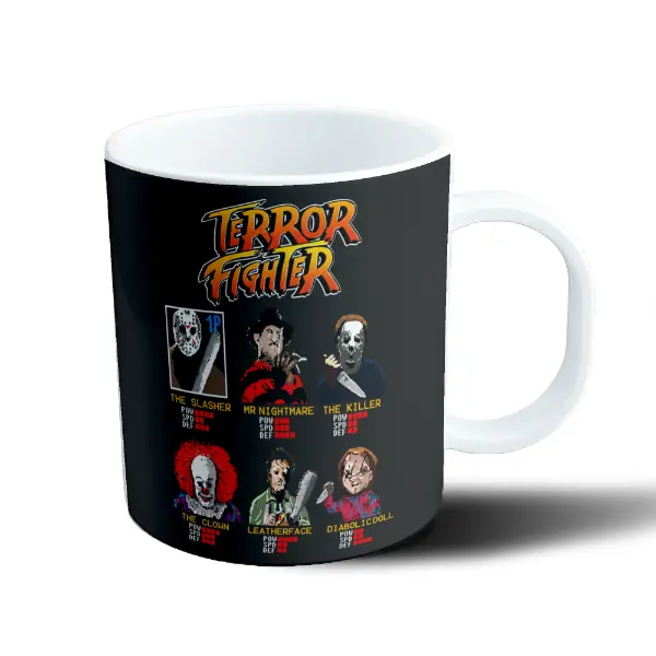 Taza de Plástico Terror Fighter Villanos de Terror Estilo Street Fighter