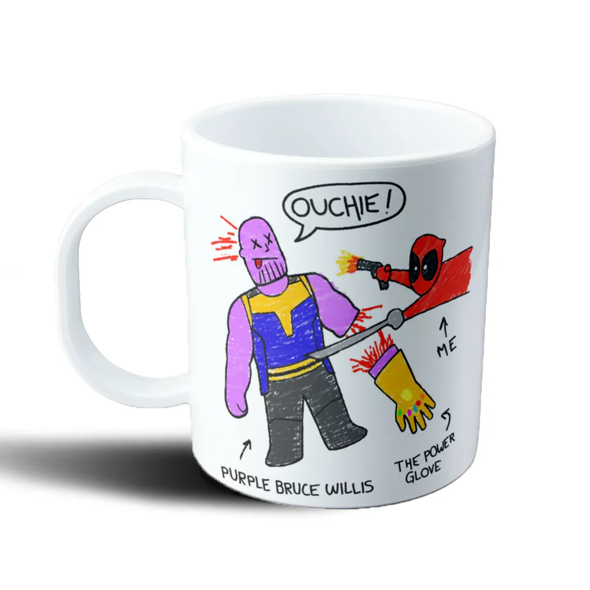 Taza de Plástico Thanos Purple Bruce Willis vs Deadpool - vista 2