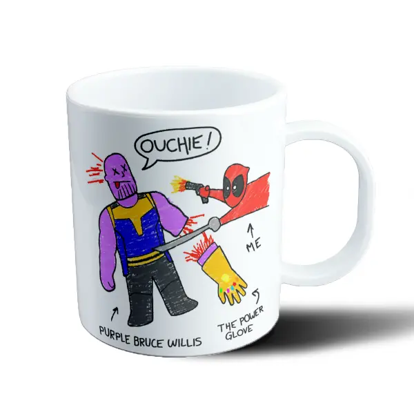 Taza de Plástico Thanos Purple Bruce Willis vs Deadpool