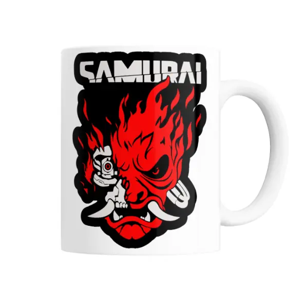 Taza de Cerámica Cyberpunk 2077 Samurai Oni Cibernético