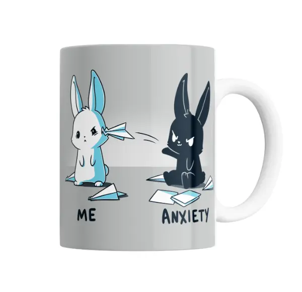 Taza de Cerámica Conejos Me vs Anxiety
