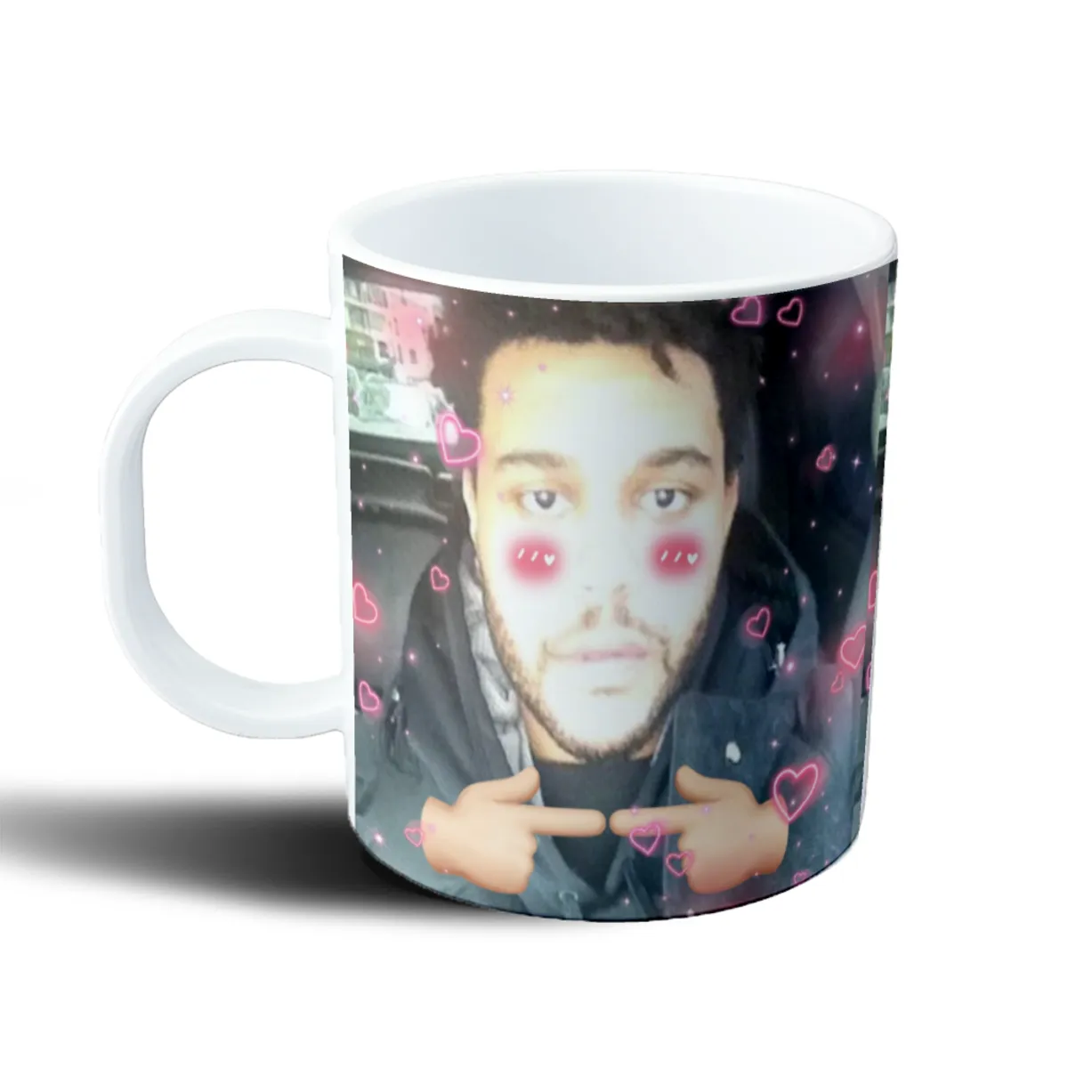 Taza de Plástico The Weeknd Meme Corazones - vista 2