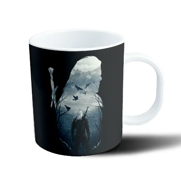 Taza de Plástico The Witcher Geralt con Cuervos