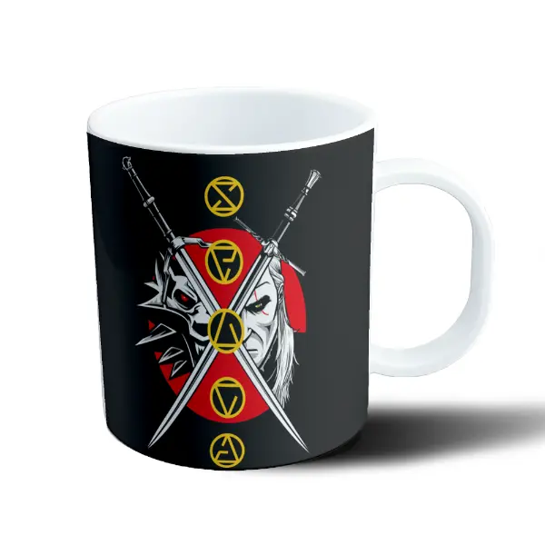 Taza de Plástico The Witcher Geralt de Rivia Lobo y Espadas