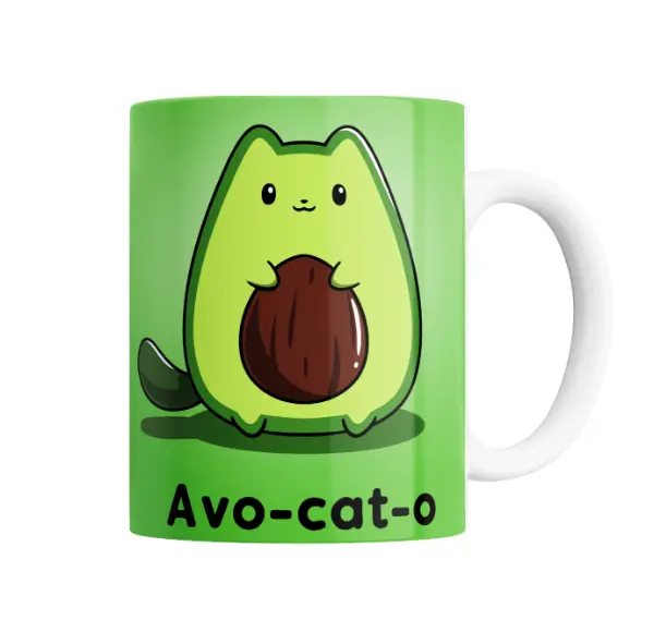 Taza de Cerámica Avo-cat-o Gato Aguacate