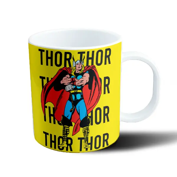 Taza de Plástico Thor Marvel Clásico Cómic Amarillo