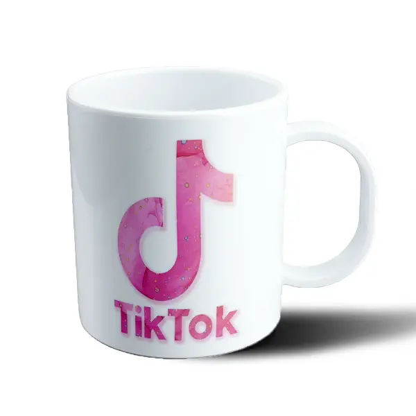 Taza de Plástico TikTok Logo Rosa