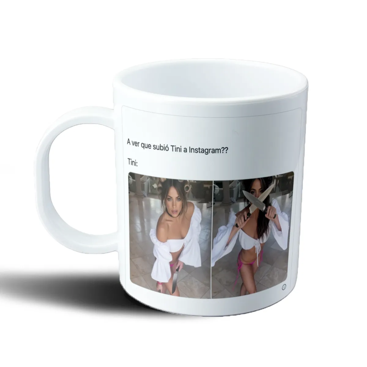 Taza de Plástico Tini Meme A ver que subió a Instagram - vista 2