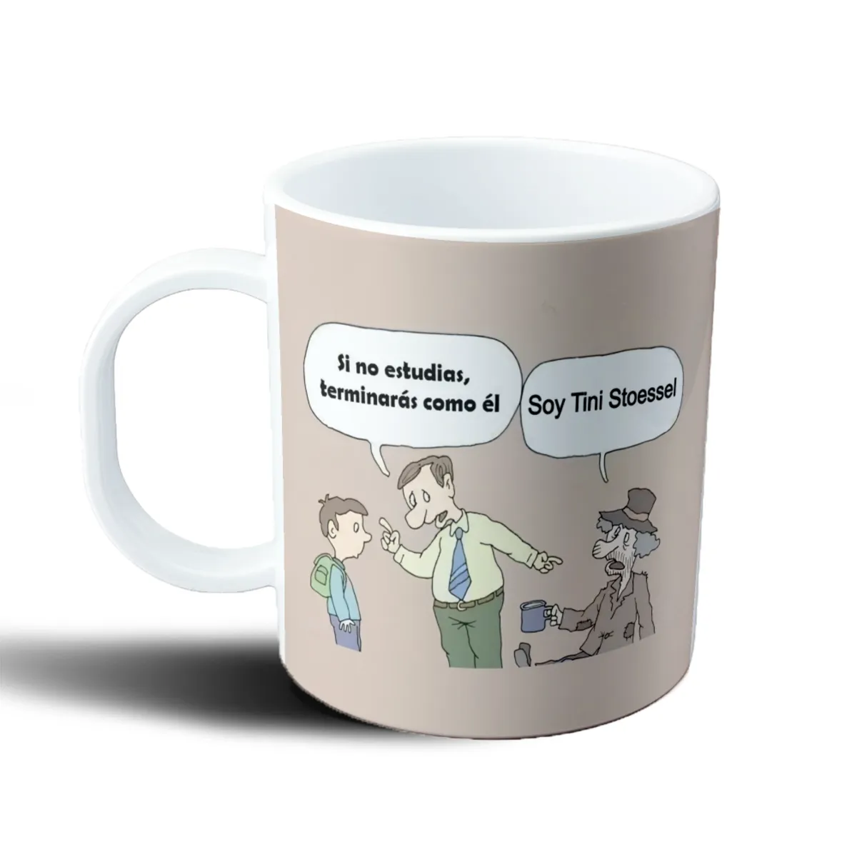 Taza de Plástico TINI Meme Si no estudias terminarás como él - vista 2