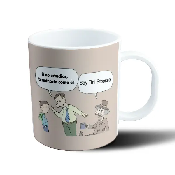 Taza de Plástico TINI Meme Si no estudias terminarás como él
