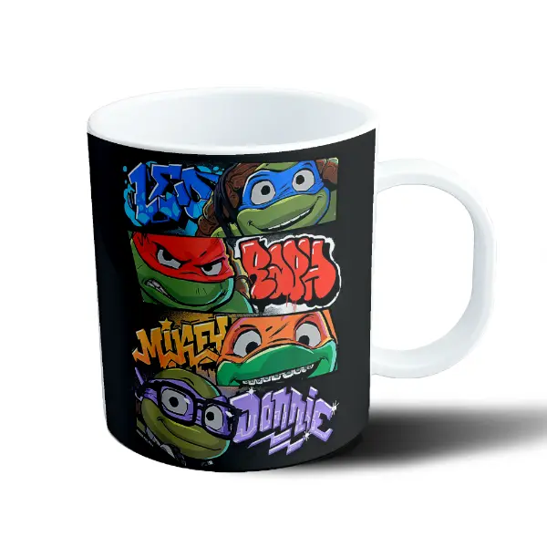 Taza de Plástico Tortugas Ninja Mutant Mayhem Leo Raph Mikey Donnie