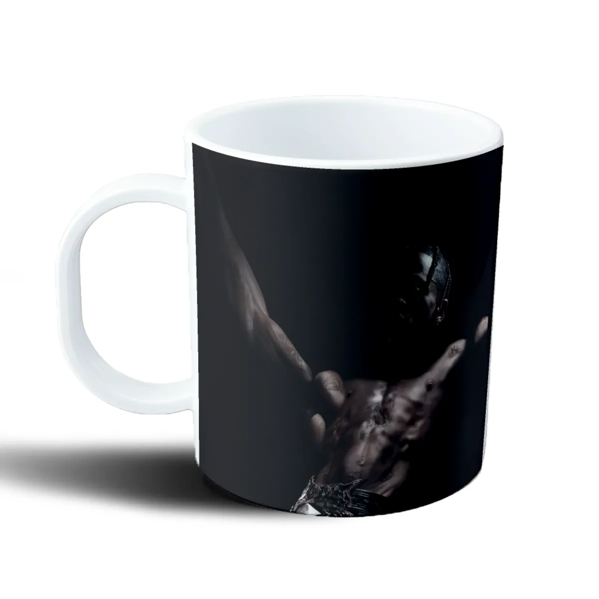 Taza de Plástico Travis Scott Torso Tatuado Fondo Negro - vista 2