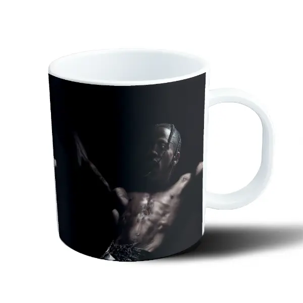 Taza de Plástico Travis Scott Torso Tatuado Fondo Negro