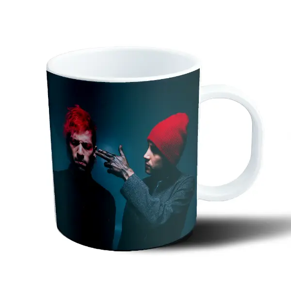 Taza de Plástico Twenty One Pilots Foto Pelo Rojo y Gorro