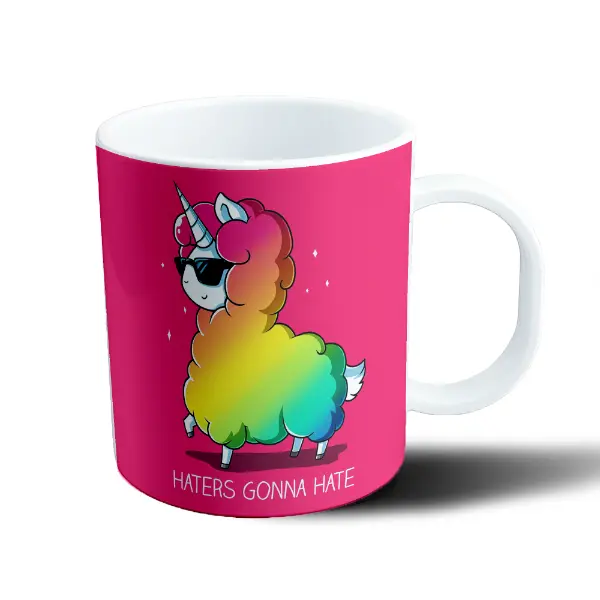 Taza de Plástico Unicornio Llama Haters Gonna Hate