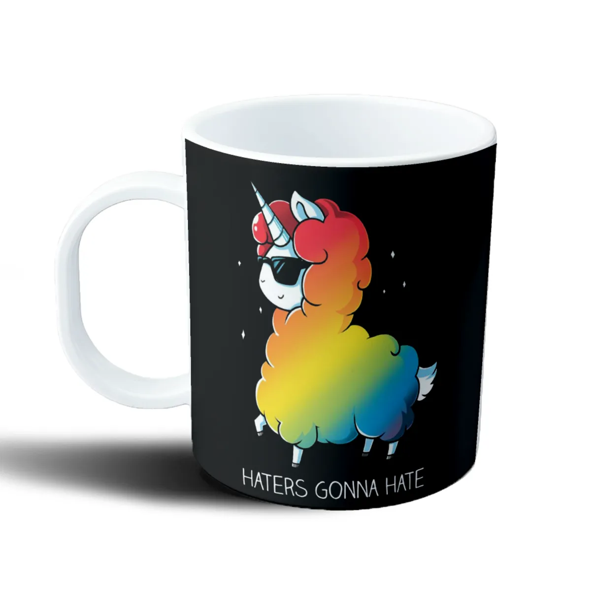 Taza de Plástico Unicornio Llama Haters Gonna Hate Arcoíris - vista 2