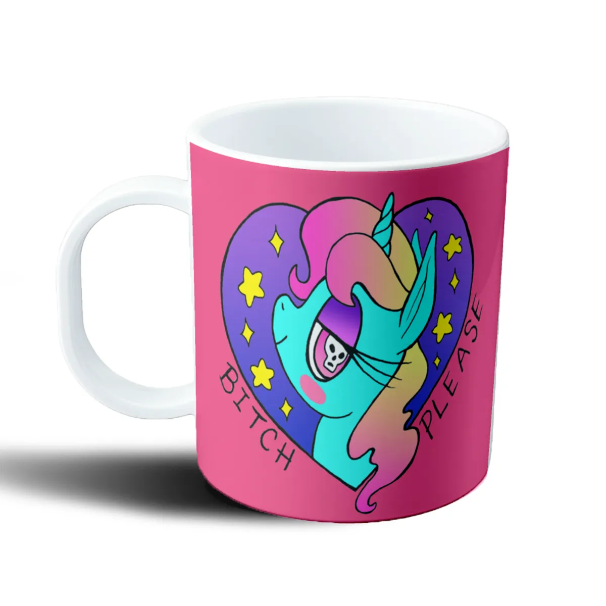 Taza de Plástico Unicornio Calavera Bitch Please - vista 2