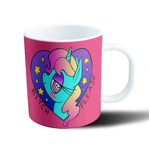 Taza de Plástico Unicornio Calavera Bitch Please