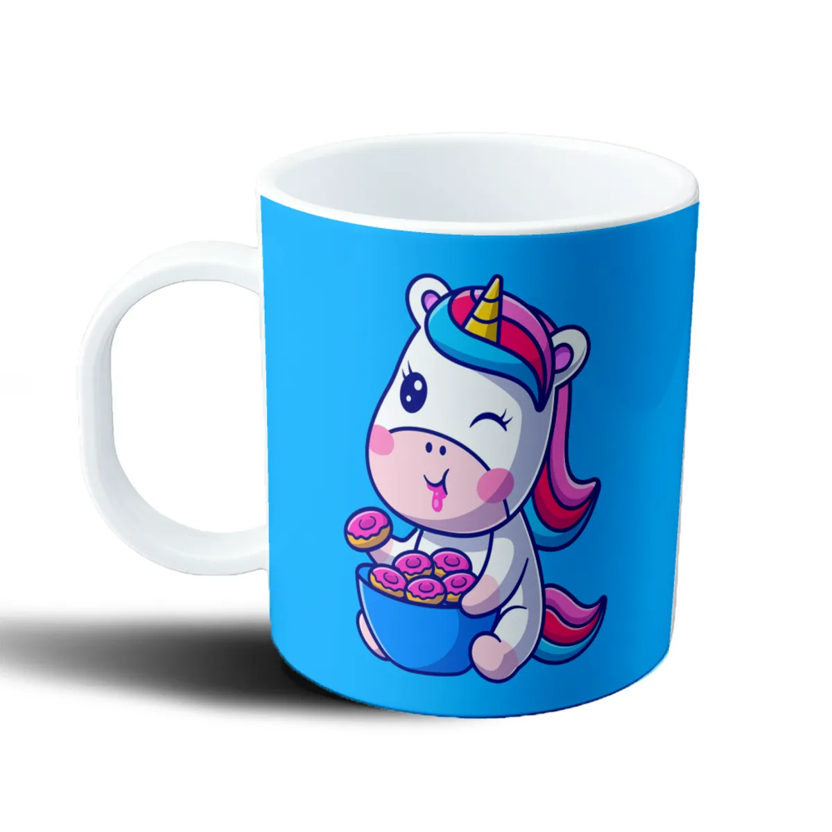 Taza de Plástico Unicornio Kawaii Comiendo Donas - vista 2
