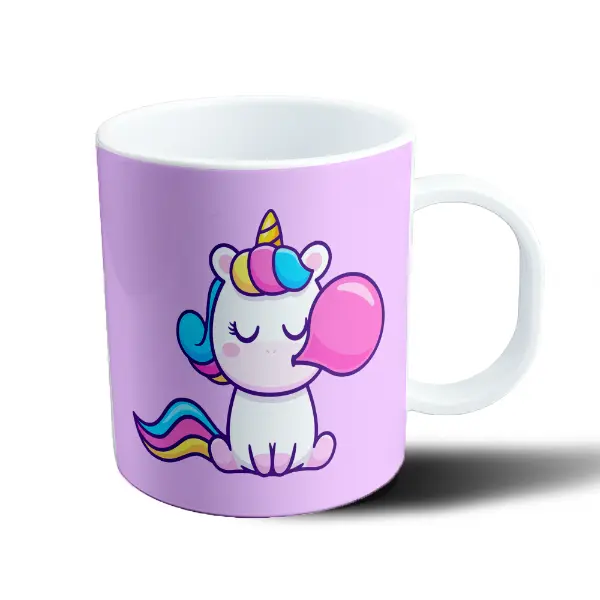 Taza de Plástico Unicornio Kawaii Burbuja de Chicle