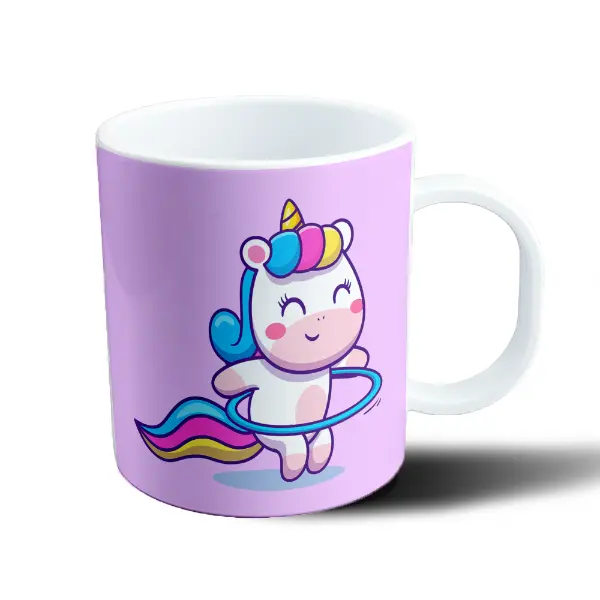 Taza de Plástico Unicorno Kawaii con Aro Hula Hula