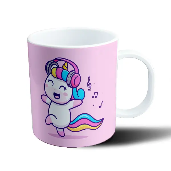 Taza de Plástico Unicornio Bailando con Auriculares