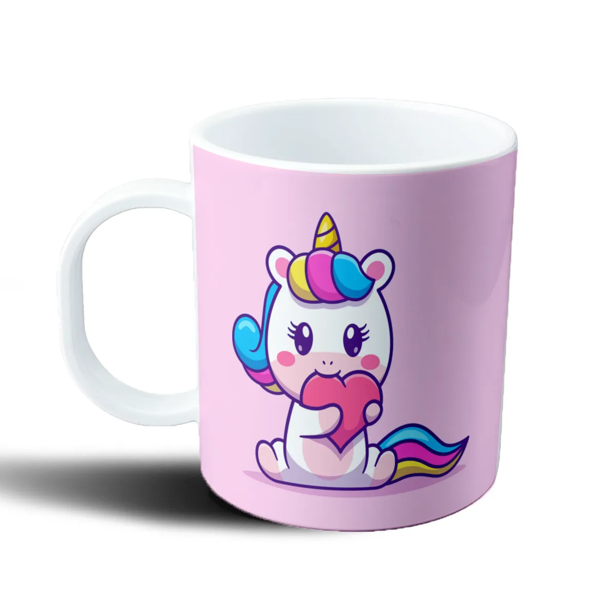 Taza de Plástico Unicornio Kawaii con Corazón - vista 2