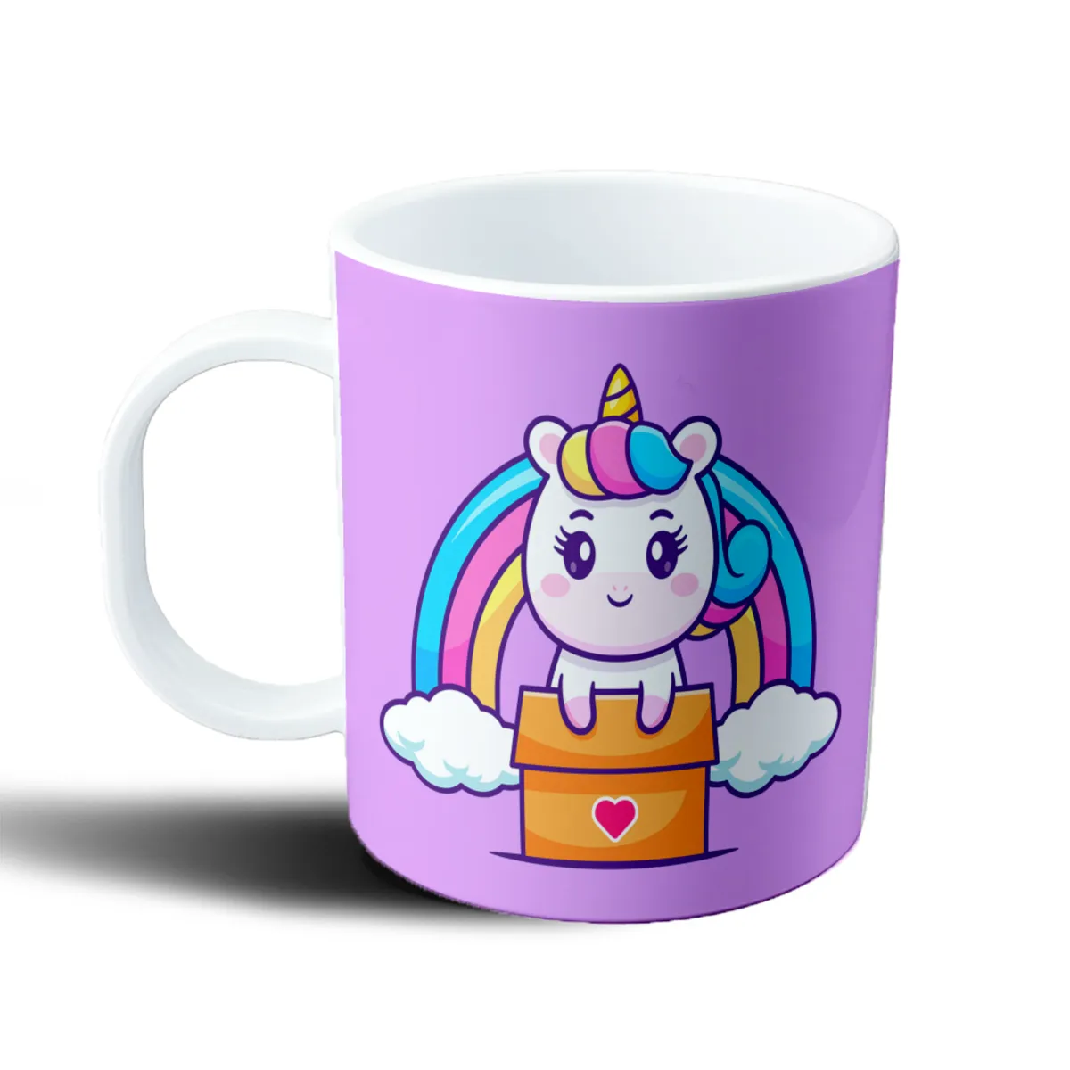 Taza de Plástico Unicornio Kawaii con Arcoíris y Caja de Regalo - vista 2