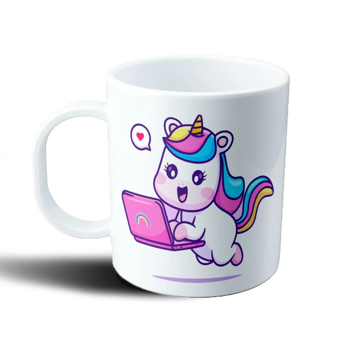Taza de Plástico Unicornio Kawaii con Laptop - vista 2