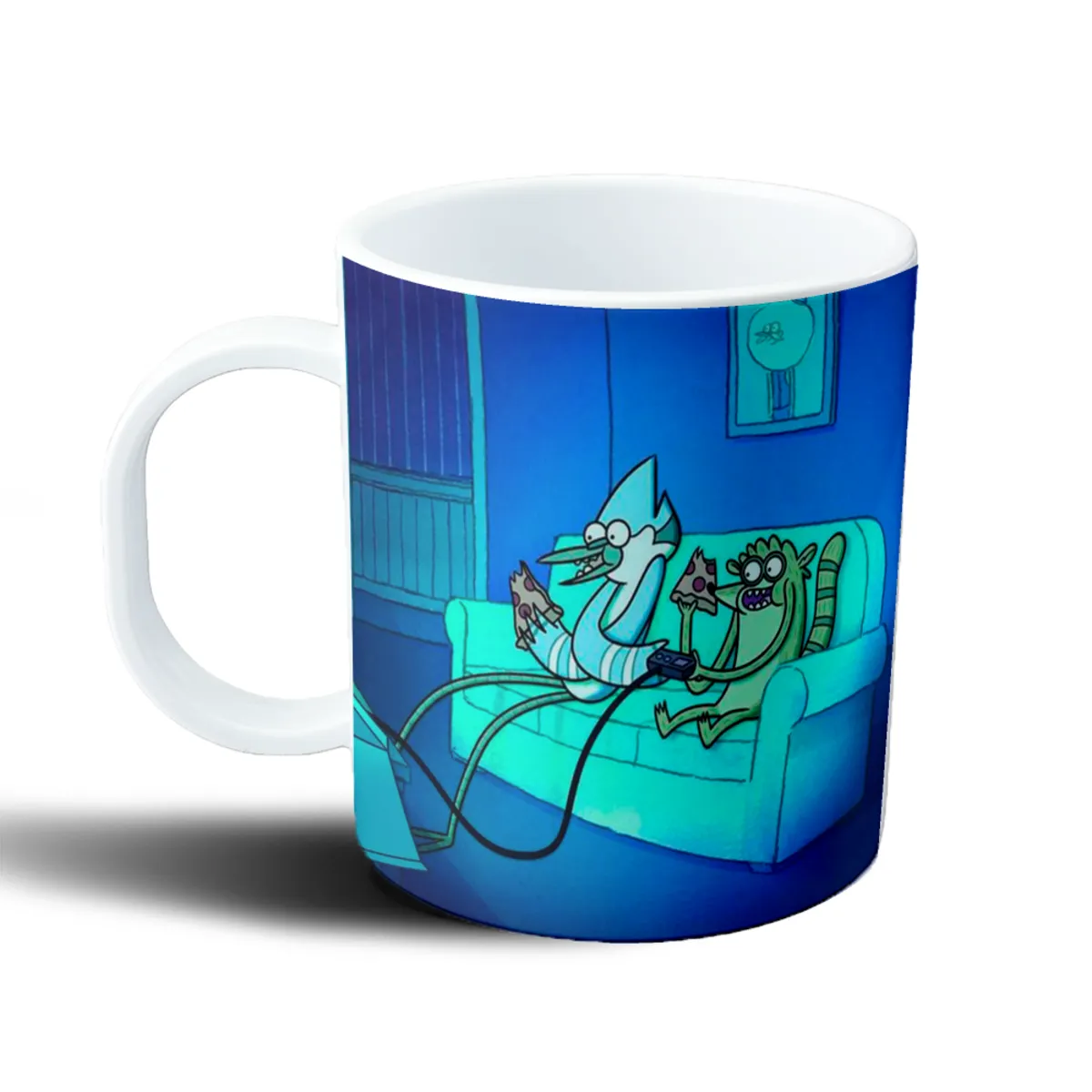 Taza de Plástico Un Show Más Mordecai y Rigby con Pizza y Videojuegos - vista 2