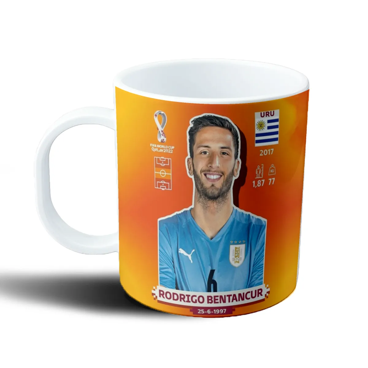 Taza de Plástico Uruguay Rodrigo Bentancur Figurita Mundial Qatar 2022 - vista 2