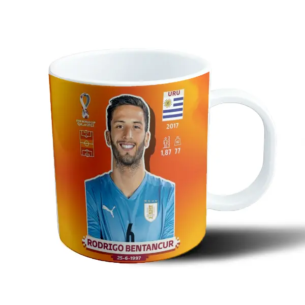 Taza de Plástico Uruguay Rodrigo Bentancur Figurita Mundial Qatar 2022