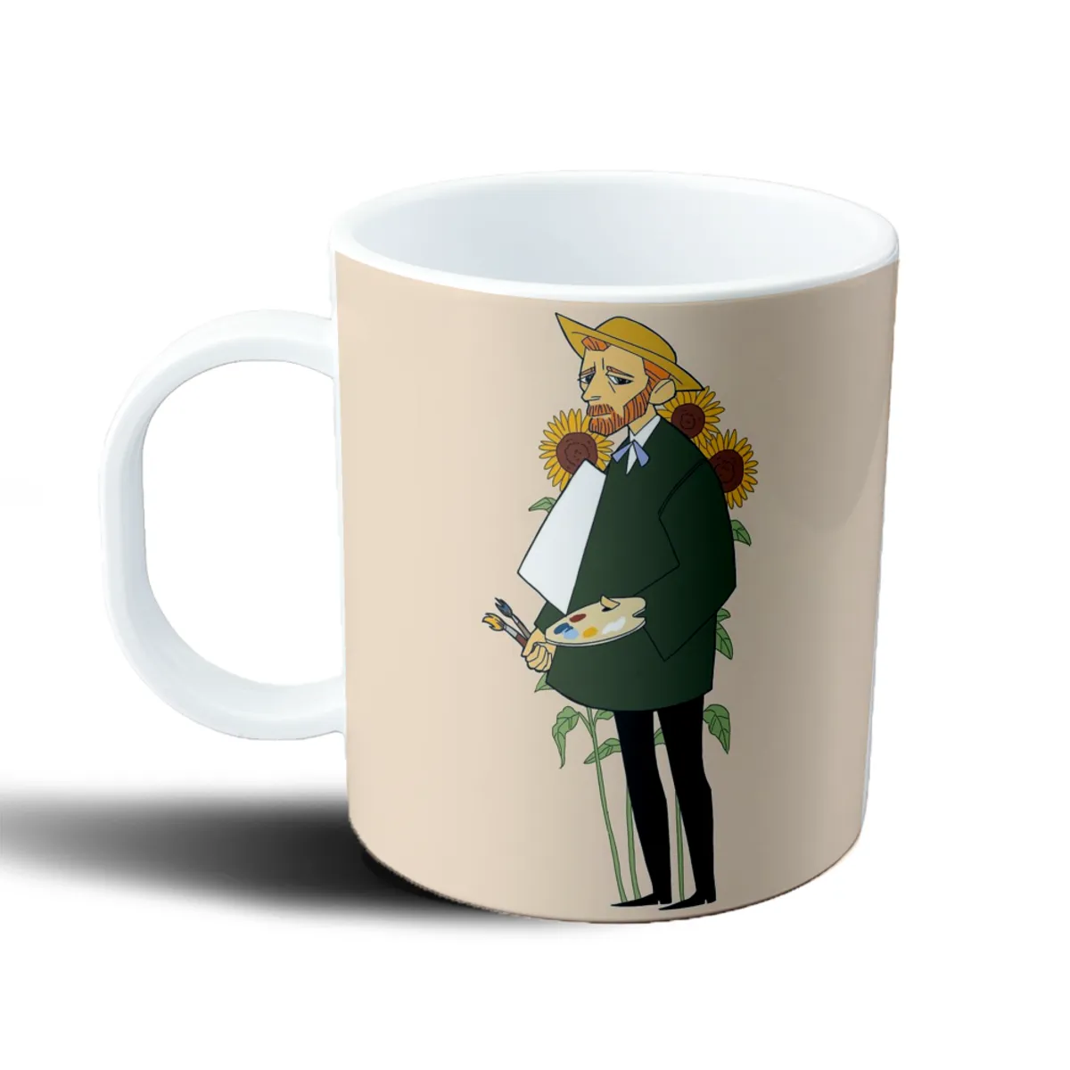 Taza de Plástico Van Gogh Autorretrato con Girasoles - vista 2