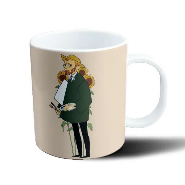 Taza de Plástico Van Gogh Autorretrato con Girasoles