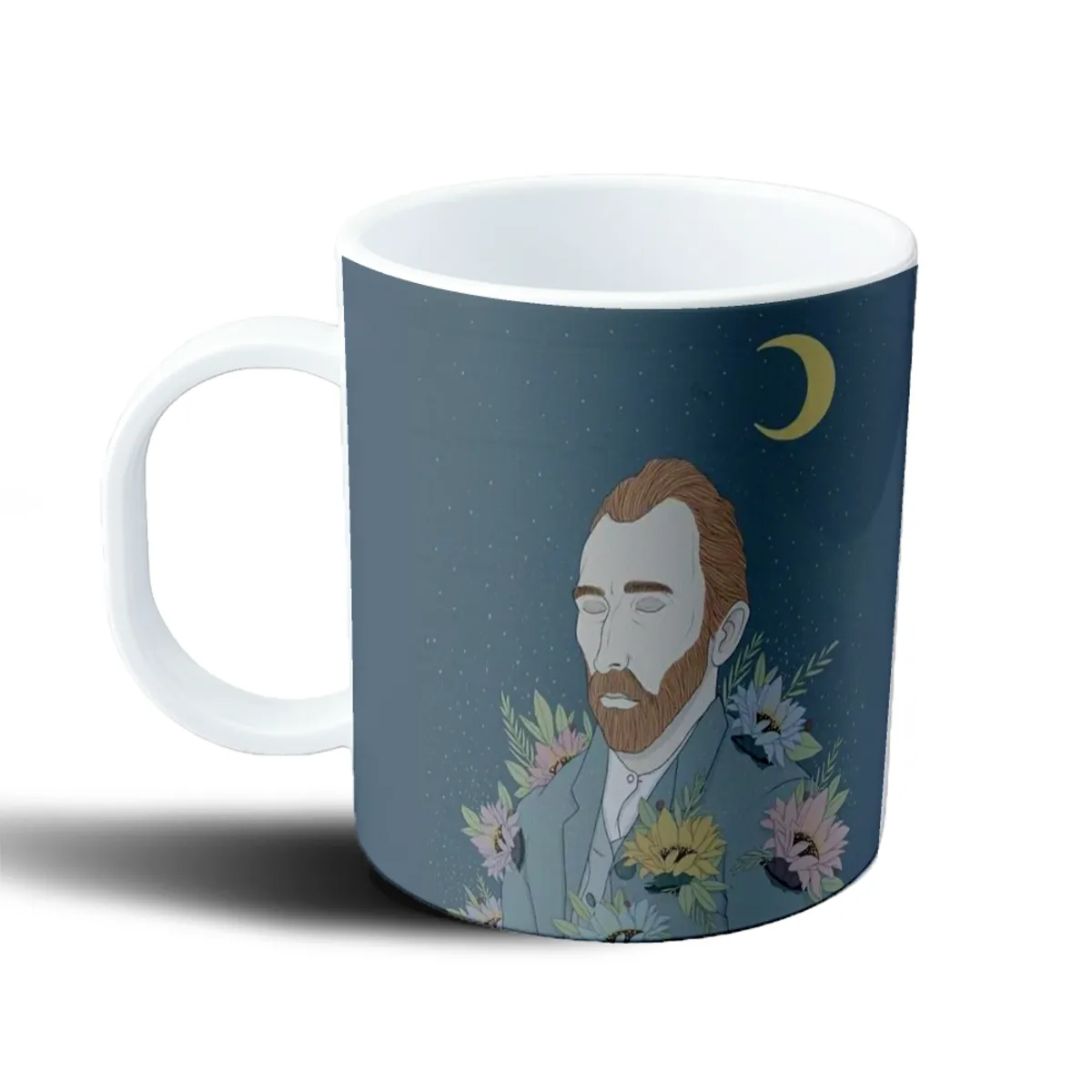 Taza de Plástico Van Gogh Noche Estrellada con Flores - vista 2