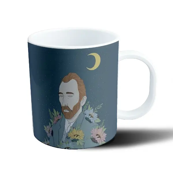 Taza de Plástico Van Gogh Noche Estrellada con Flores