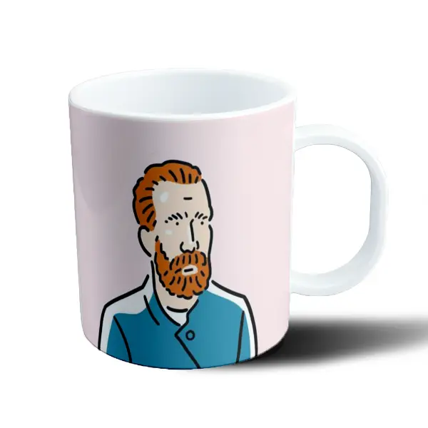 Taza de Plástico Van Gogh Retrato Ilustrado