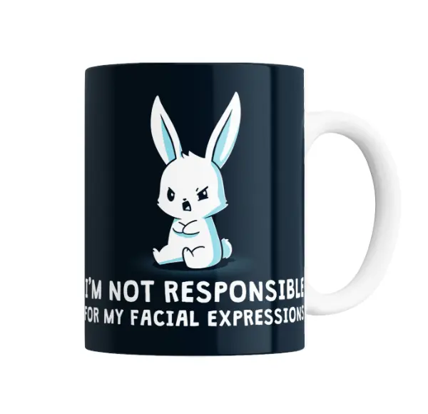 Taza de Cerámica Conejo Enojado I'm Not Responsible for My Facial Expressions