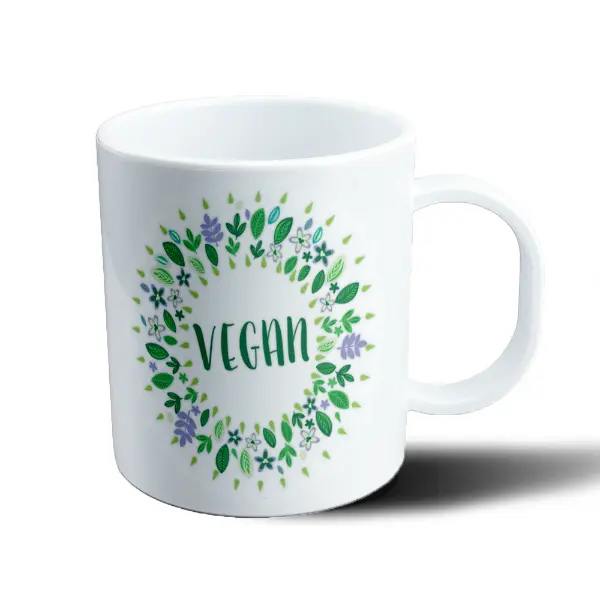 Taza de Plástico Vegan Corona de Hojas y Flores