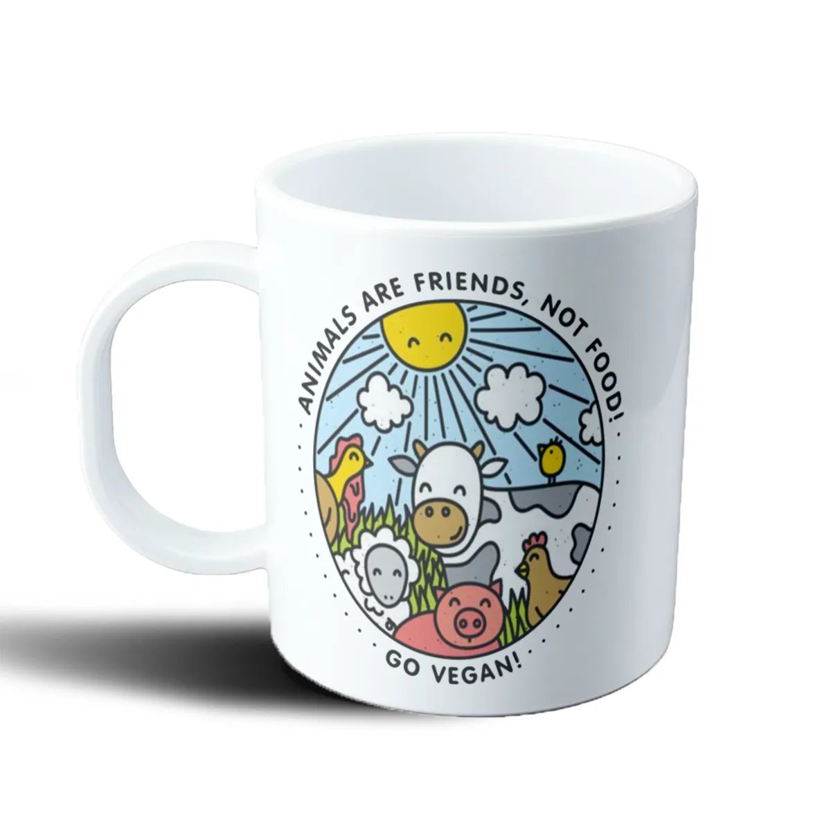 Taza de Plástico Animals Are Friends Not Food Go Vegan - vista 2