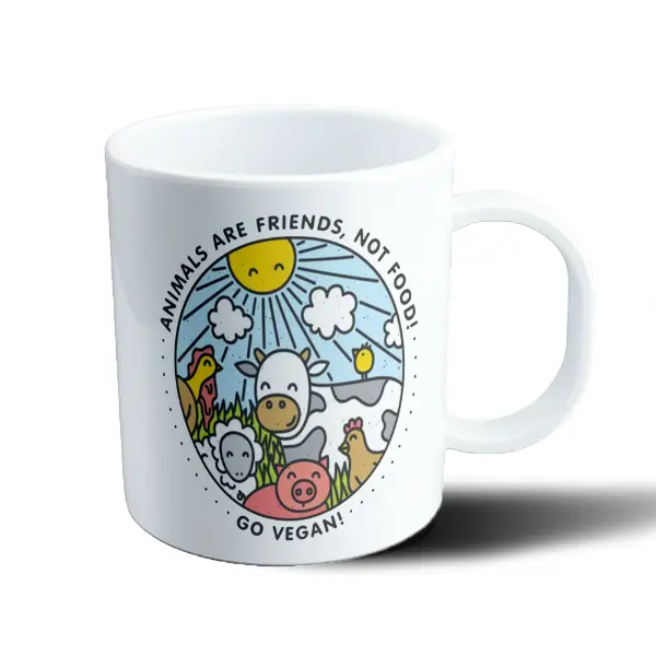 Taza de Plástico Animals Are Friends Not Food Go Vegan