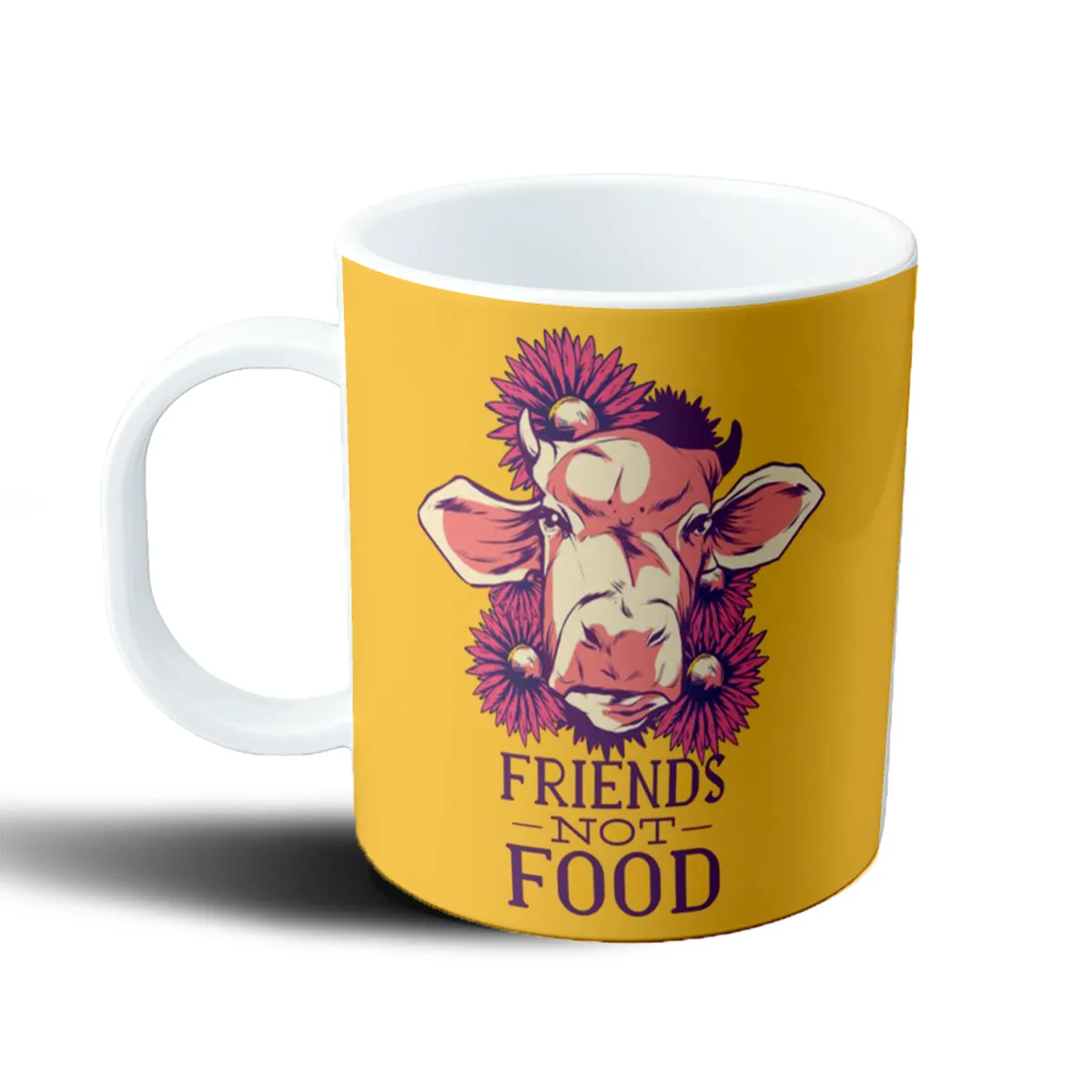 Taza de Plástico Vegan Friends Not Food Vaca con Flores - vista 2