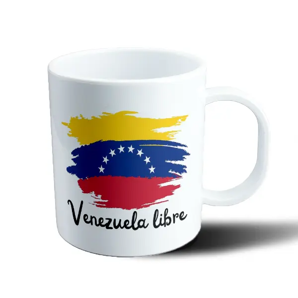 Taza de Plástico Venezuela Libre Bandera Pincelada