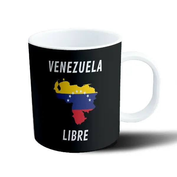Taza de Plástico Venezuela Libre Mapa con Bandera