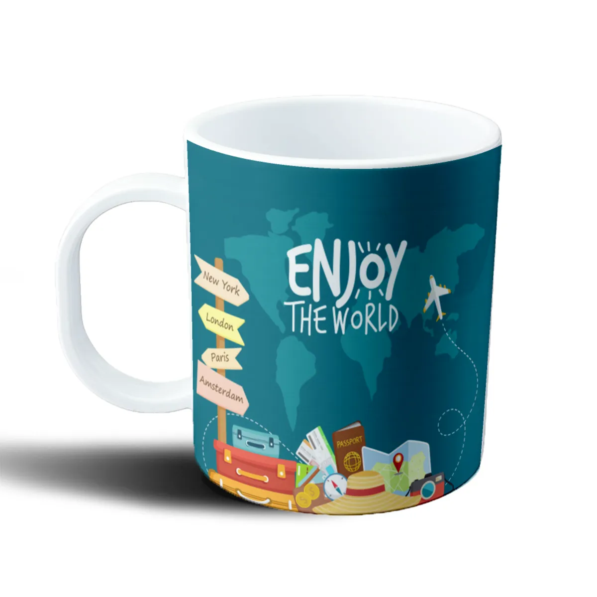 Taza de Plástico Viajes Enjoy the World New York London Paris - vista 2