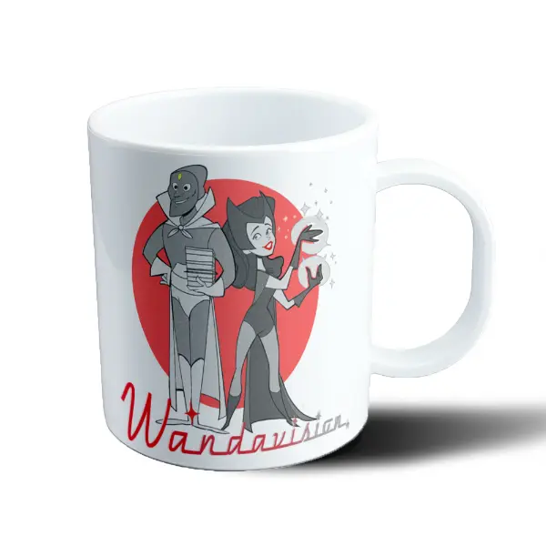 Taza de Plástico WandaVision Vision y Scarlet Witch Estilo Retro
